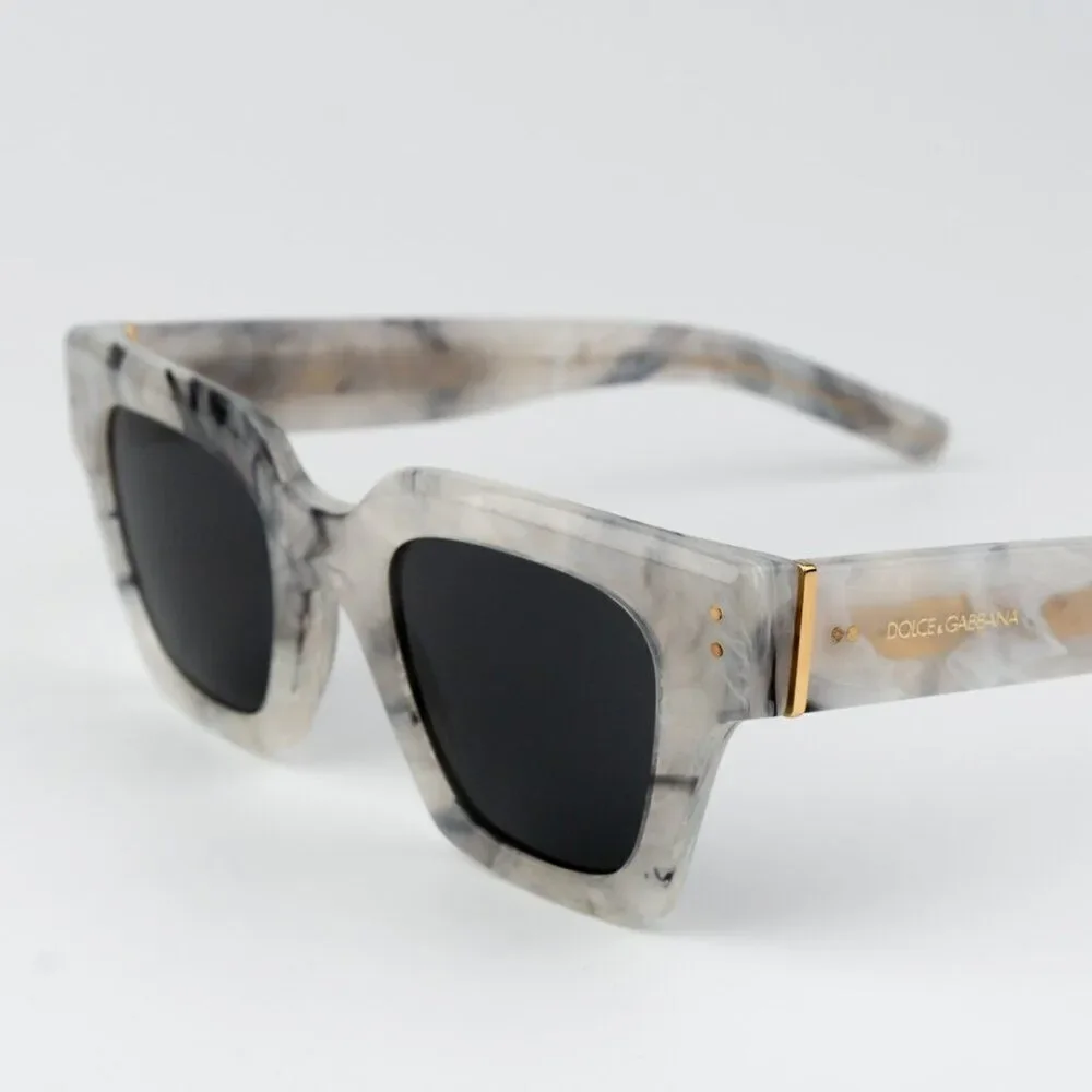 NEW D&G DG4413 342887 Grey Marble Grey Square Unisex Sunglasses